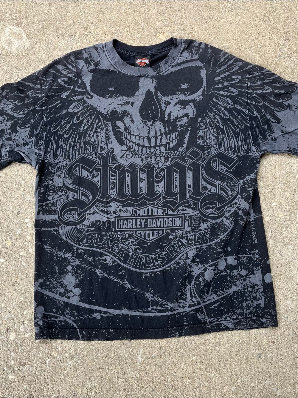 AOP Harley Davidson Affliction Style Skull Tee Size XL